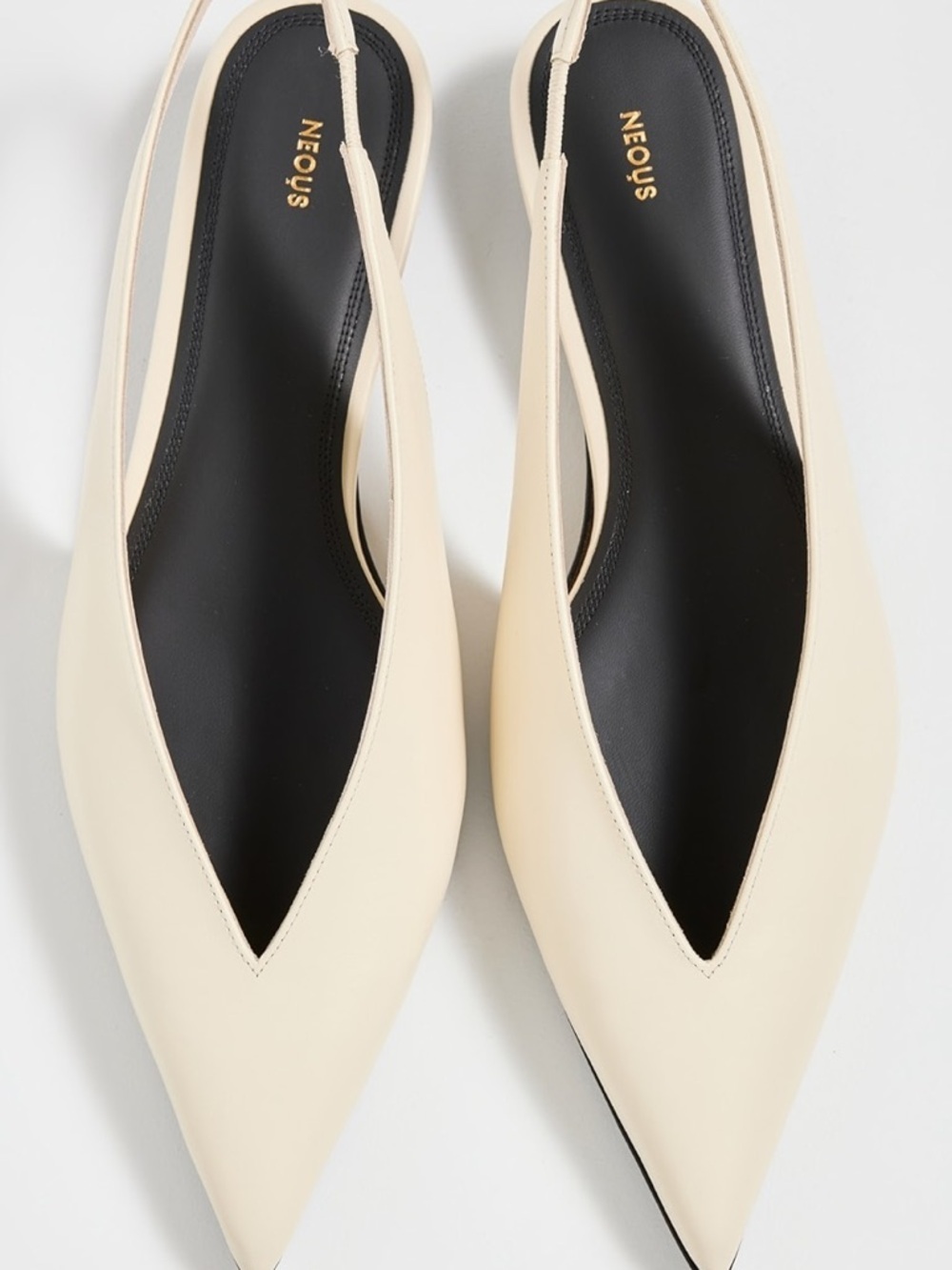 NEOUS Turus White Leather Pointed Toe Slingback Pumps Shoes EU 37 US 7 Italy